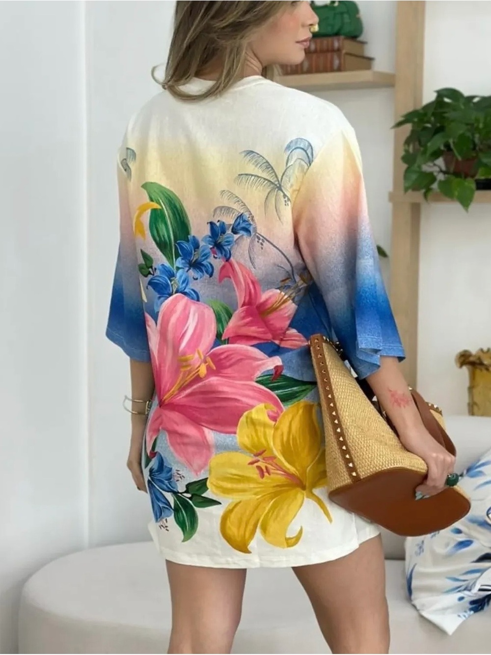 FARM Rio Pink & Yellow Floral Shirt Dress Size S - Picture 2 of 7